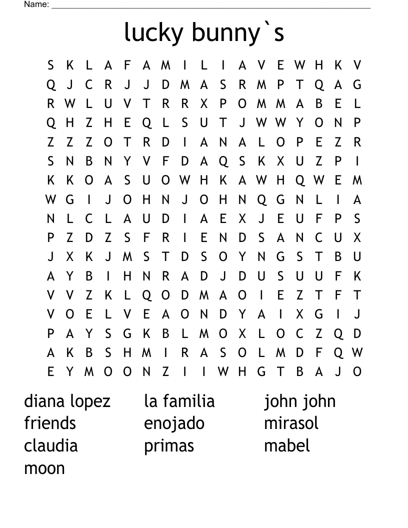 lucky bunny`s Word Search