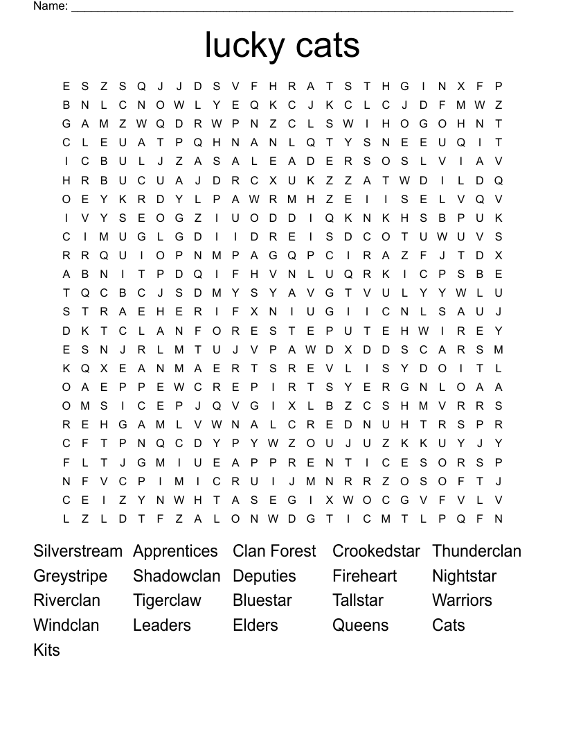 lucky cats Word Search
