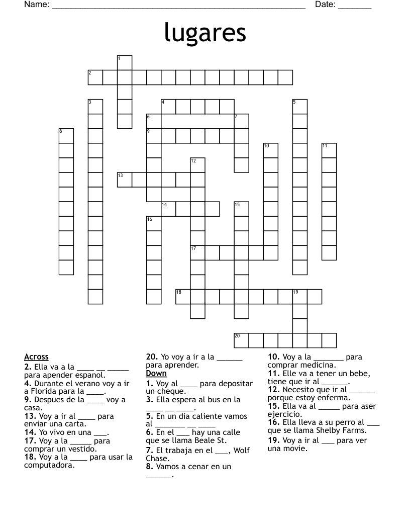 lugares Crossword