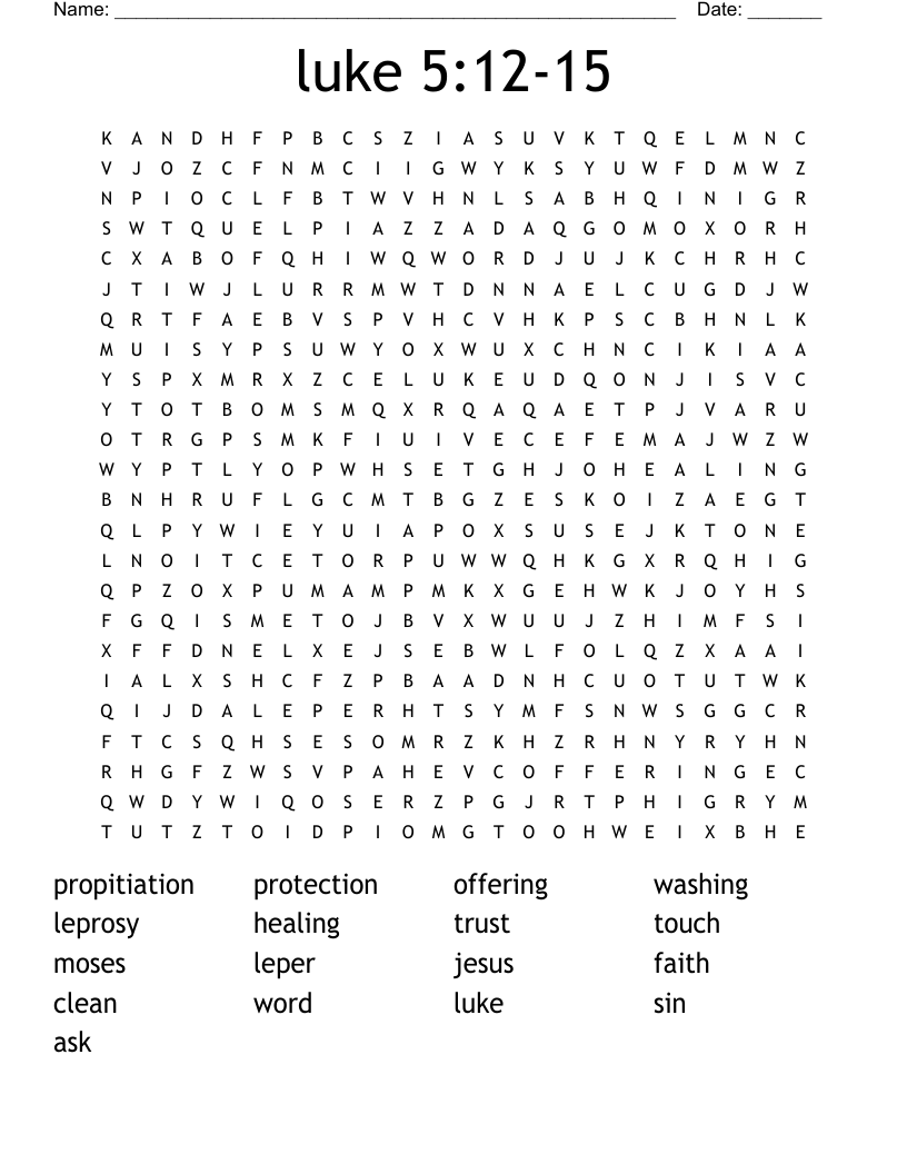 luke 5:12-15 Word Search