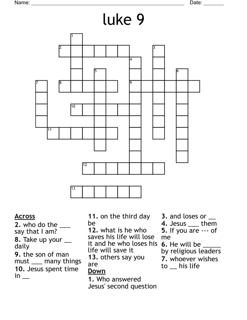 luke 9 Crossword