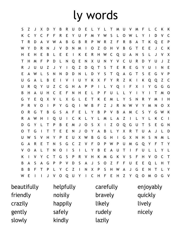 ly words Word Search