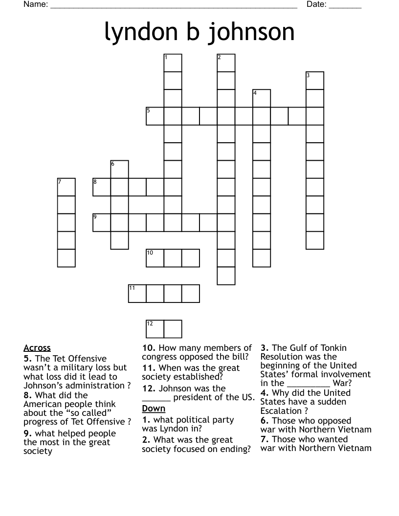 lyndon b johnson  Crossword