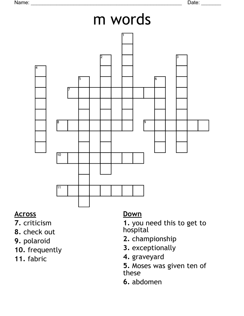 m words Crossword