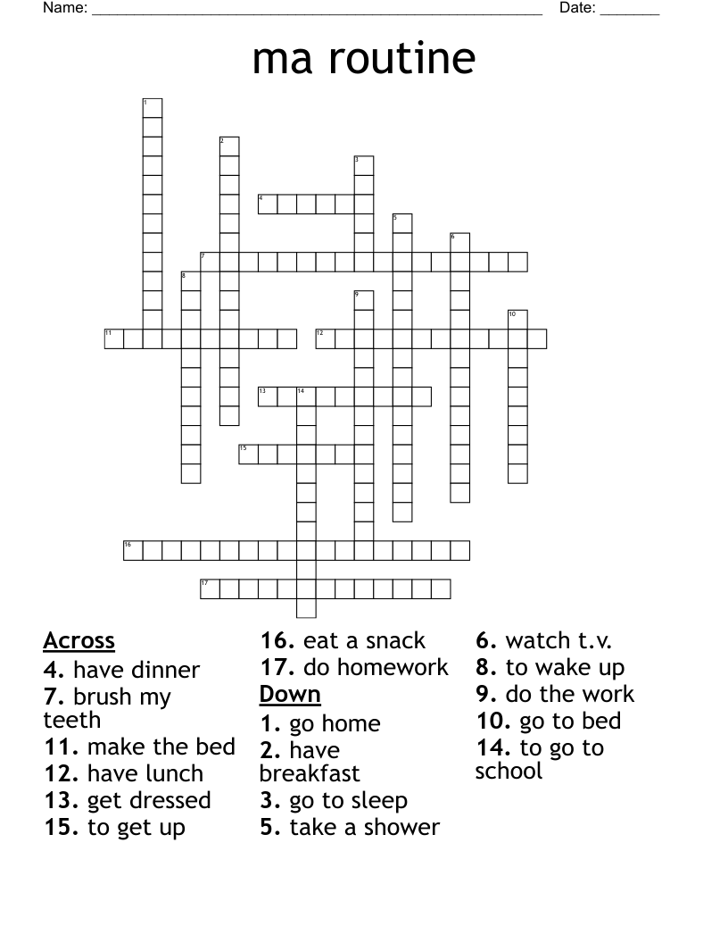 ma routine Crossword