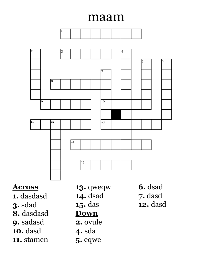 maam Crossword