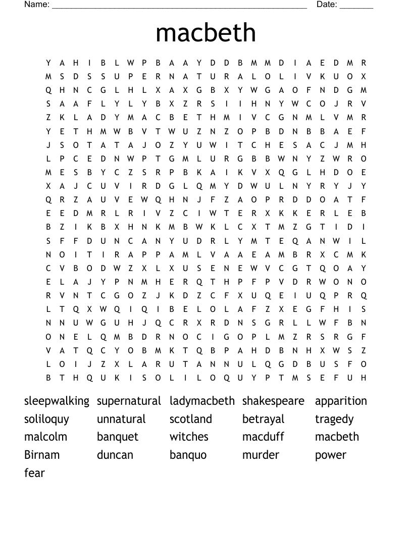 macbeth Word Search