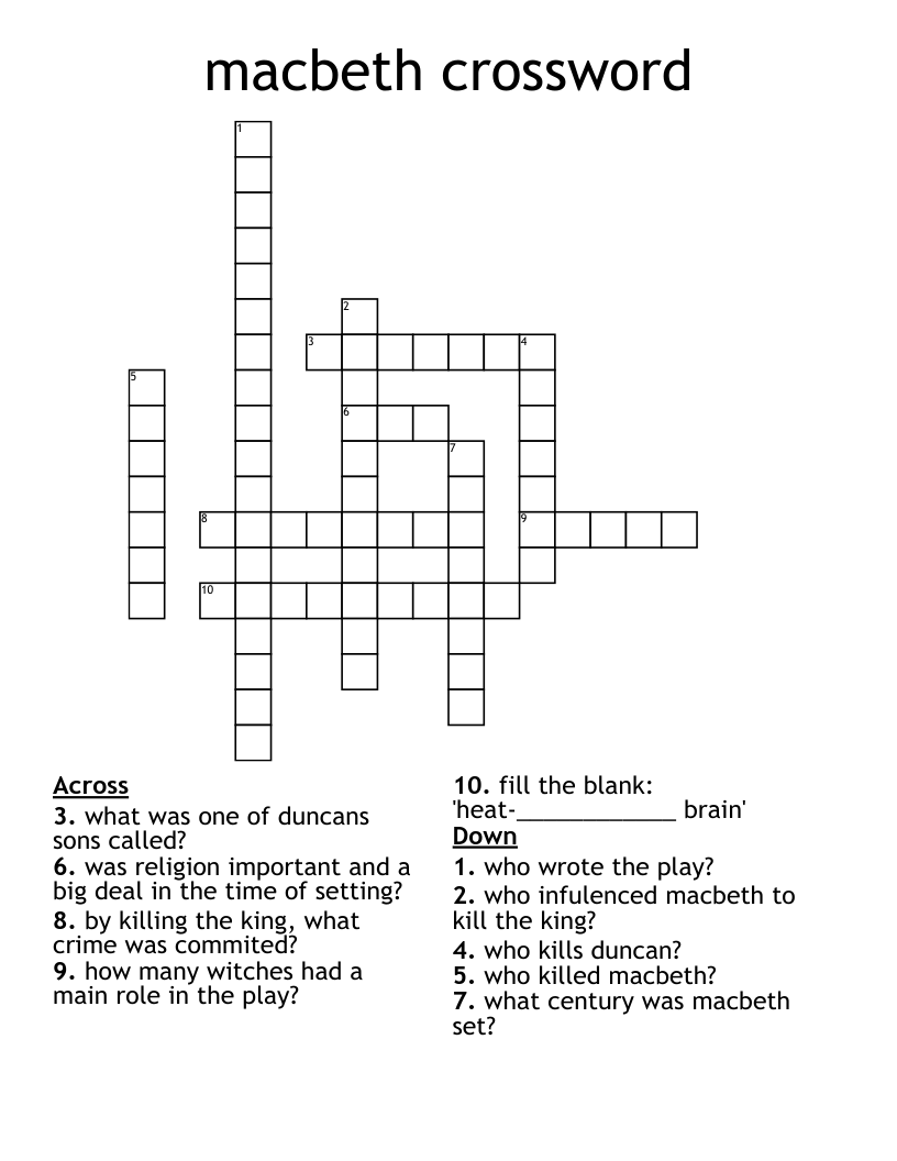 macbeth crossword