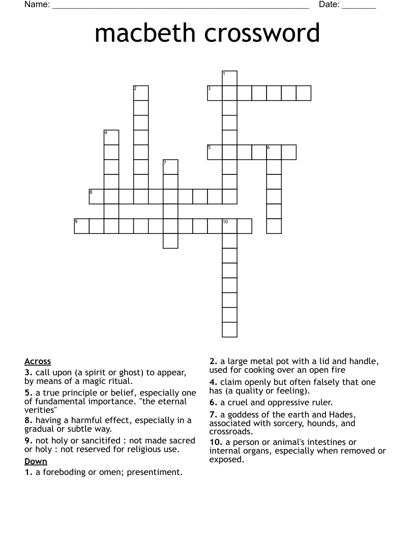 macbeth crossword
