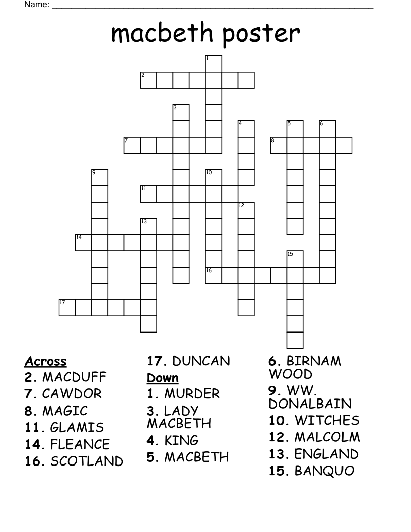 macbeth poster Crossword