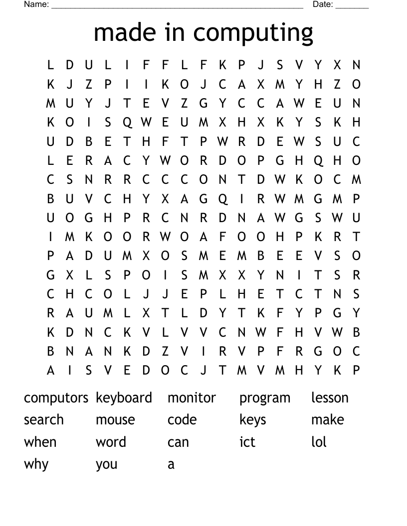 made in computing Word Search