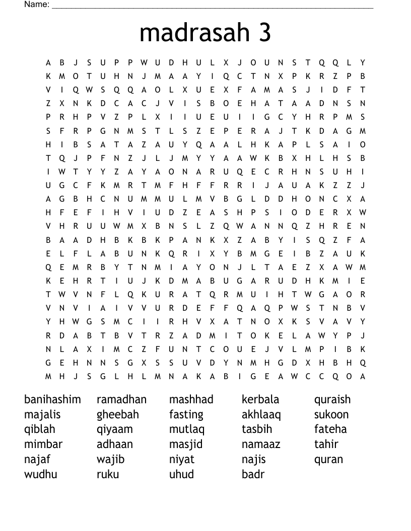 madrasah 3 Word Search