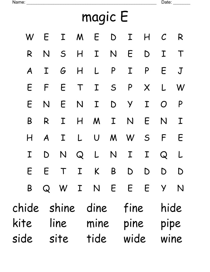 magic E Word Search