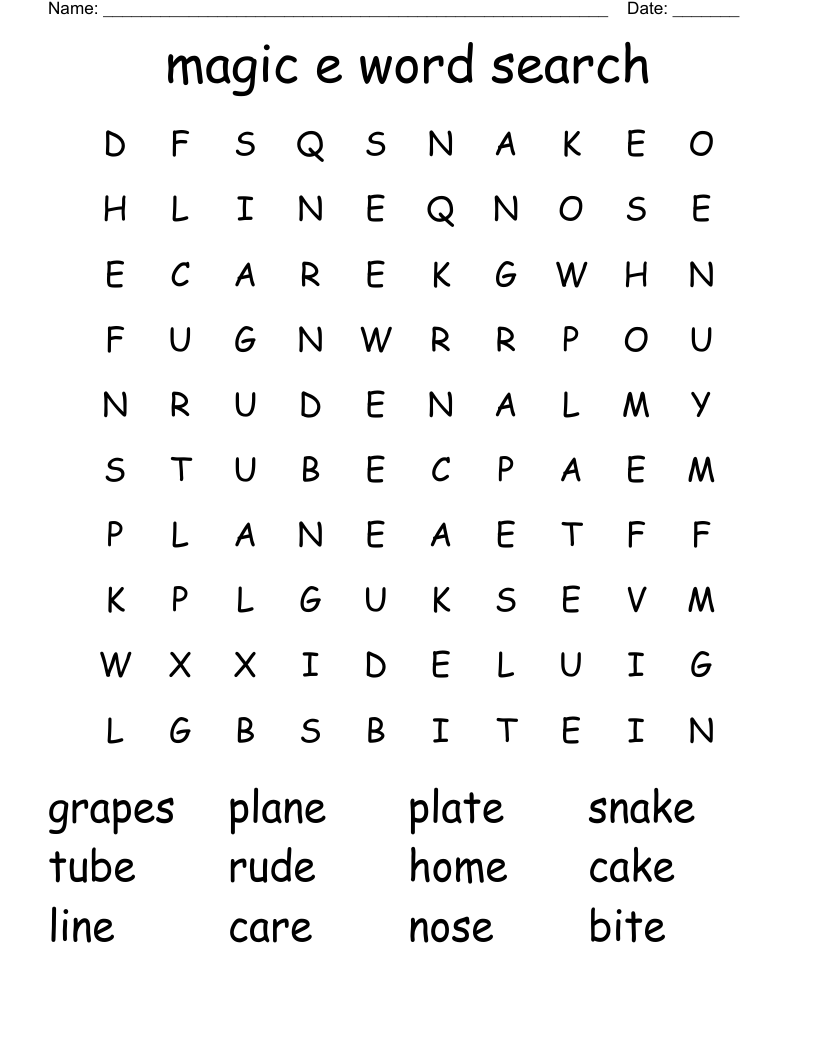 magic e word search