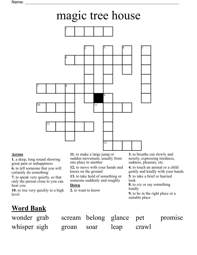 magic tree house Crossword