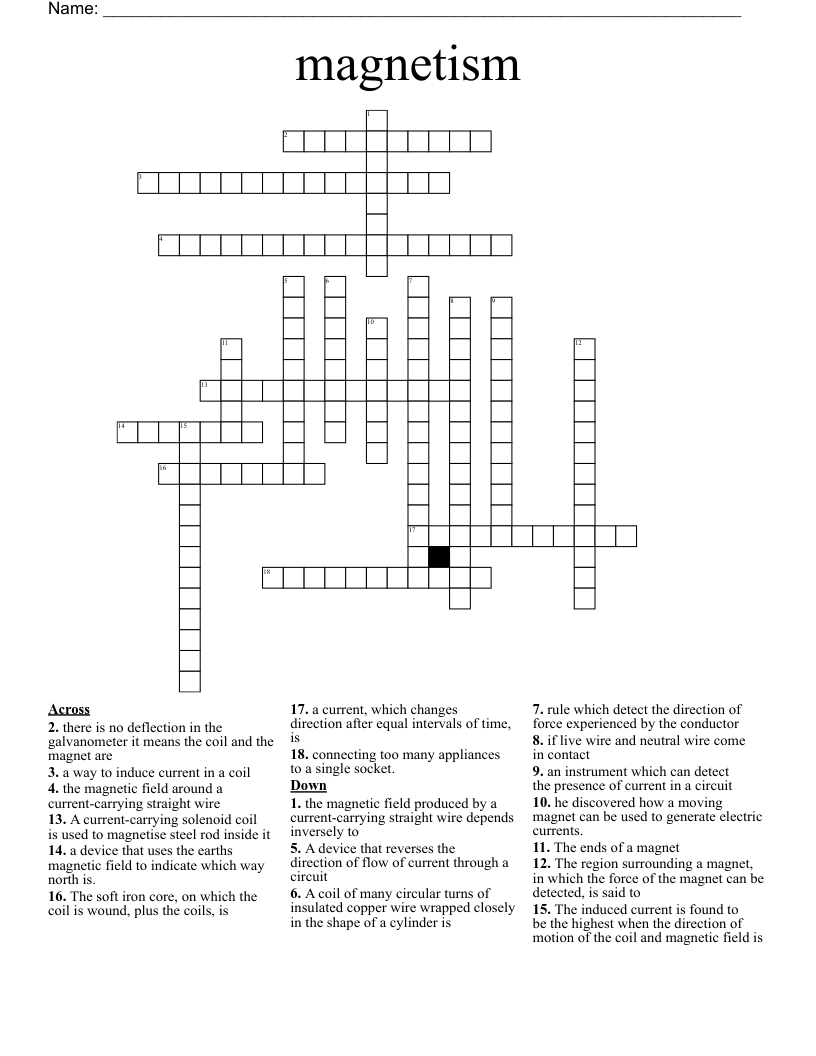 magnetism  Crossword