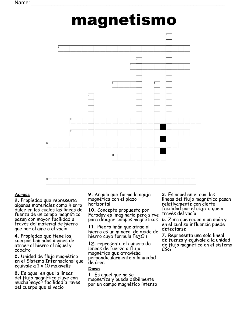 magnetismo Crossword