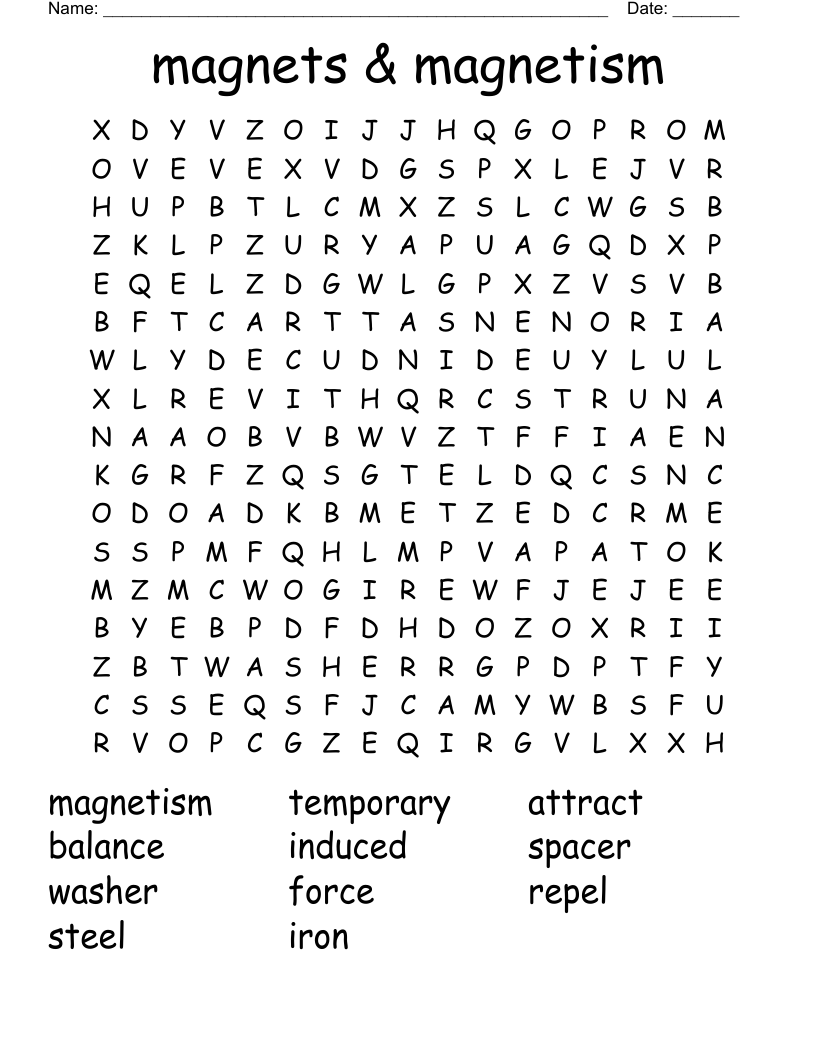 magnets & magnetism Word Search
