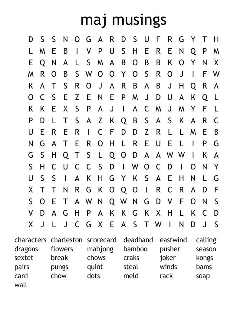 maj musings Word Search
