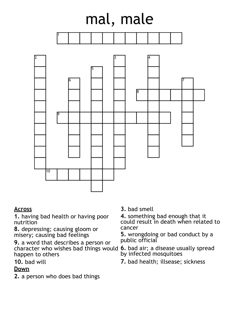 mal, male Crossword
