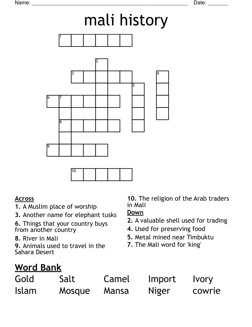 mali history Crossword