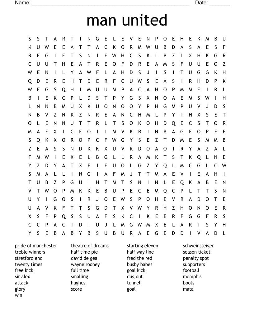 man united Word Search