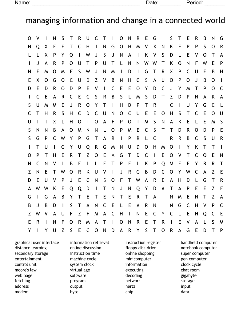 managing information and change in a connected world Word Search