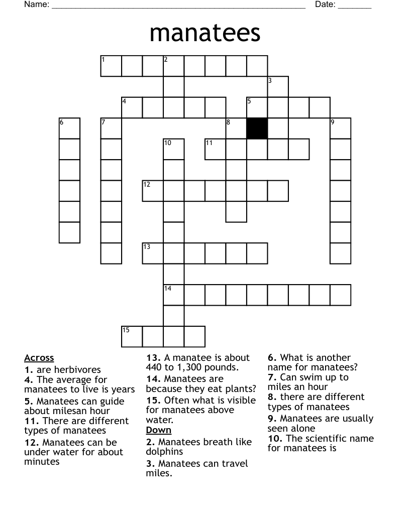 manatees Crossword