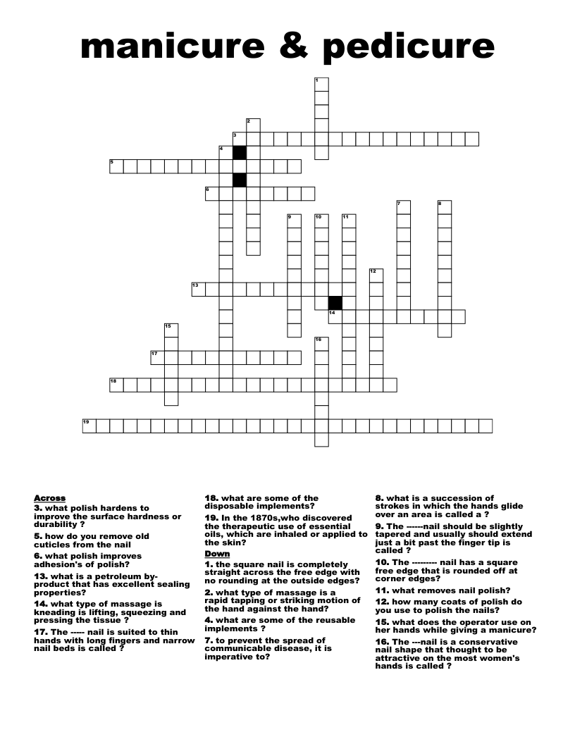 manicure & pedicure Crossword