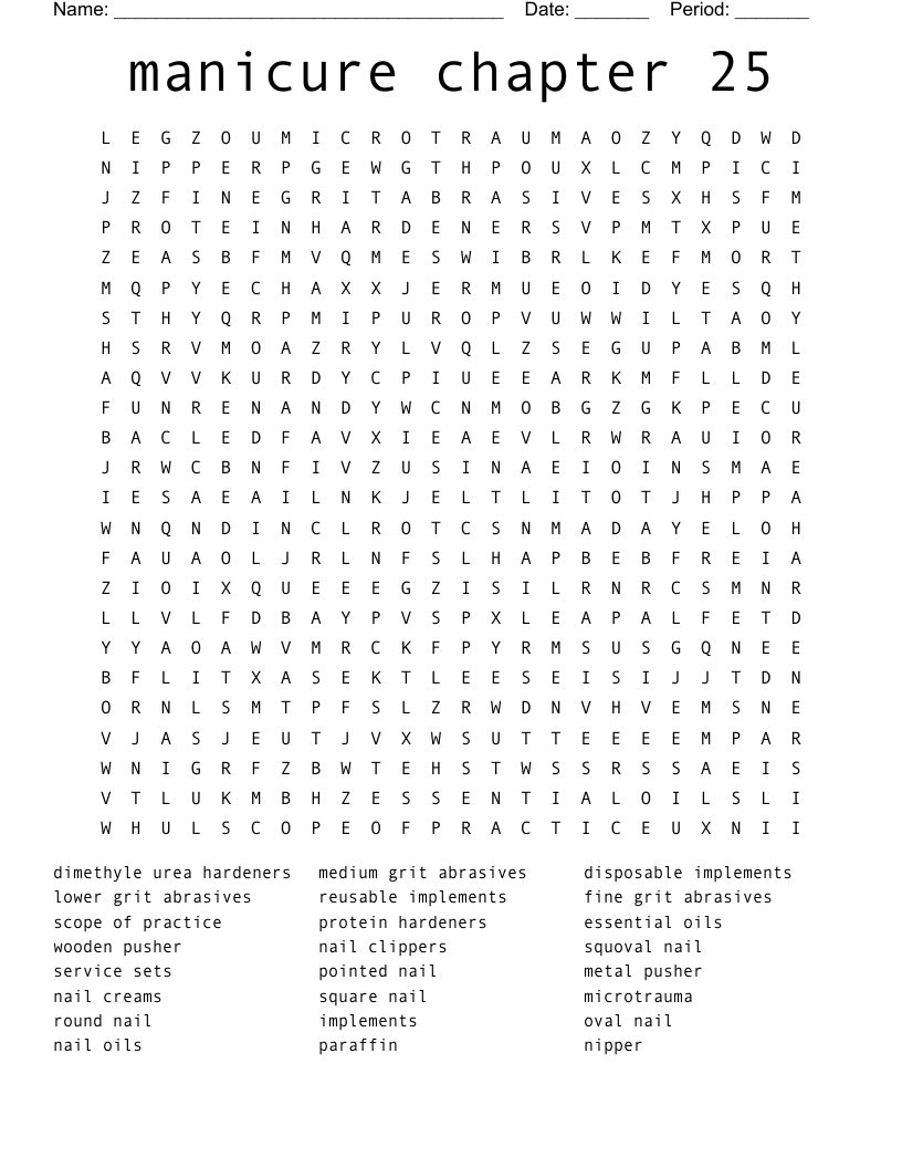 manicure chapter 25 Word Search