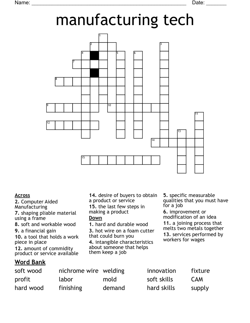 manufacturing tech Crossword