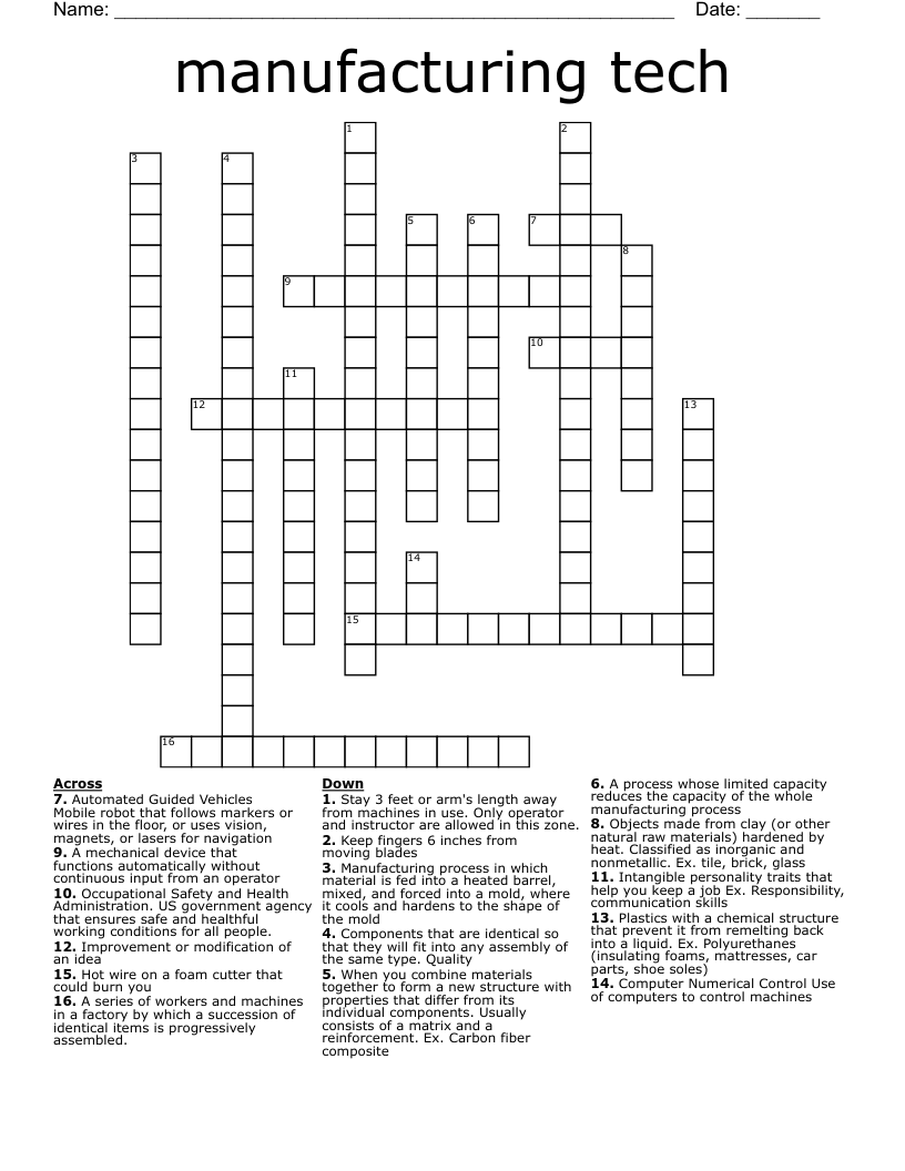 manufacturing tech Crossword
