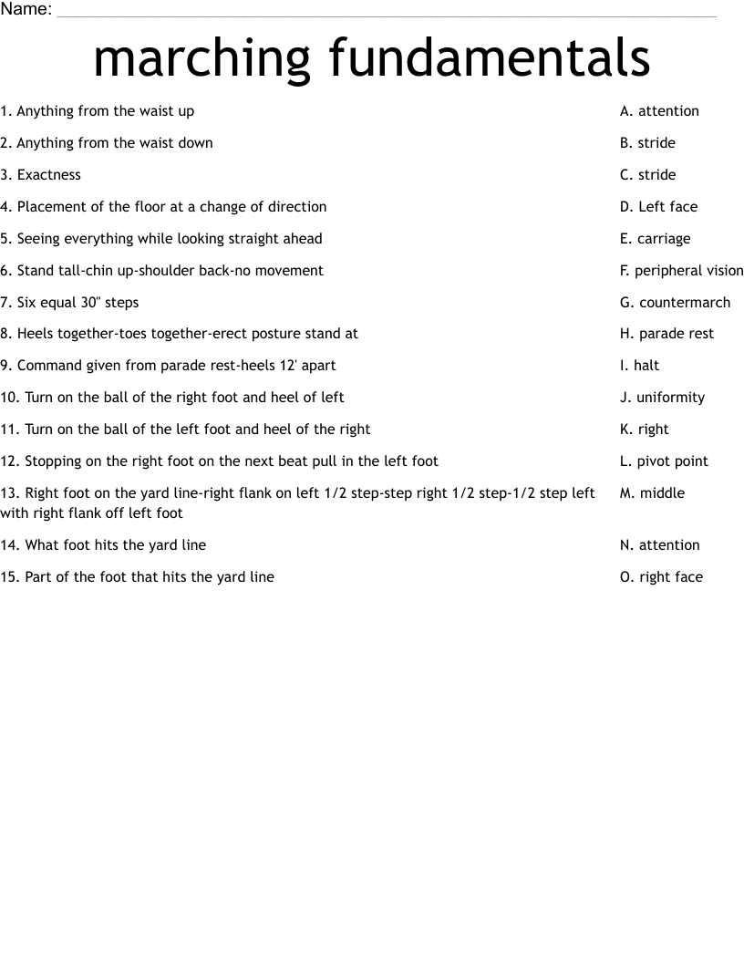 marching fundamentals Worksheet
