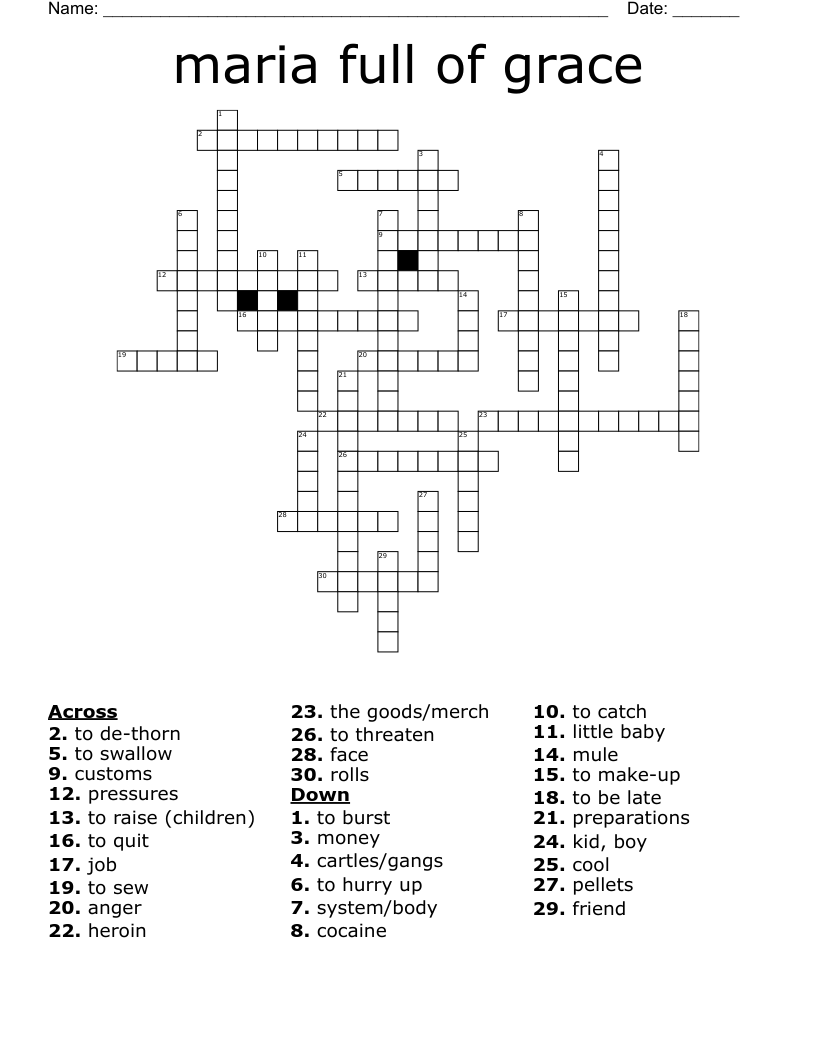 maria full of grace Crossword