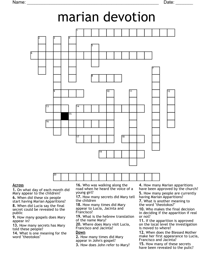 marian devotion  Crossword