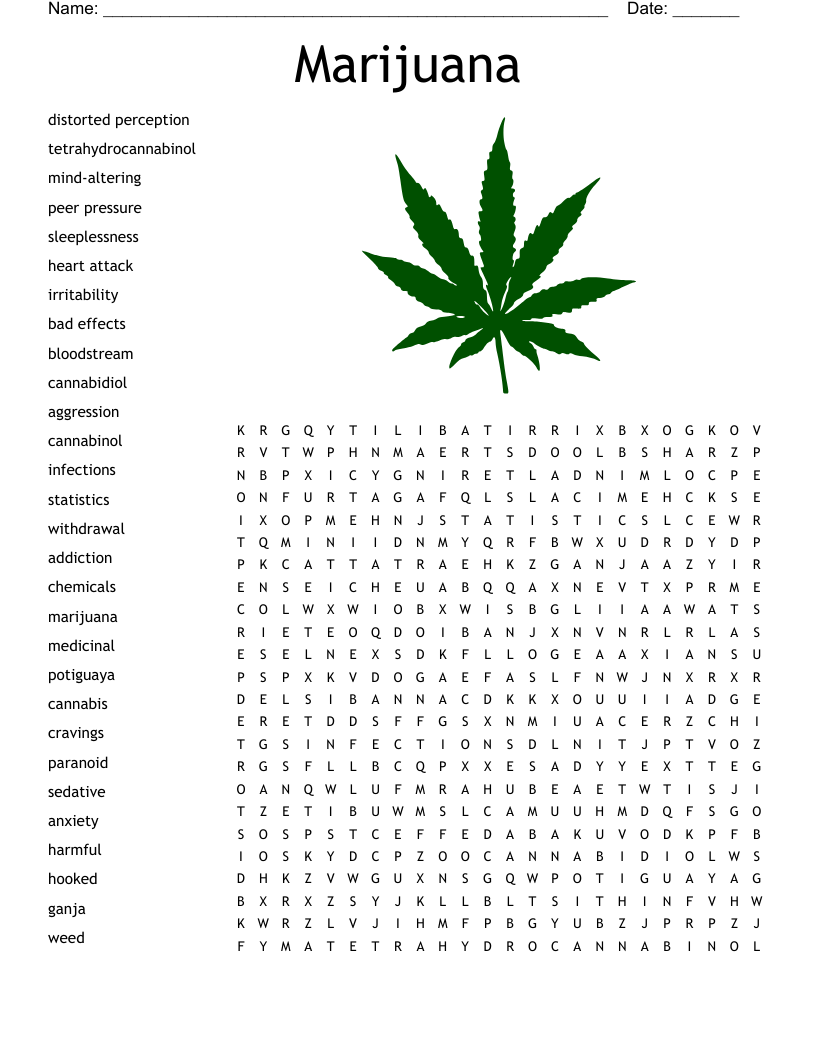 Marijuana Word Search
