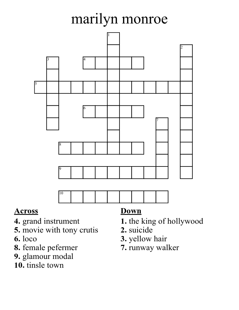 marilyn monroe Crossword