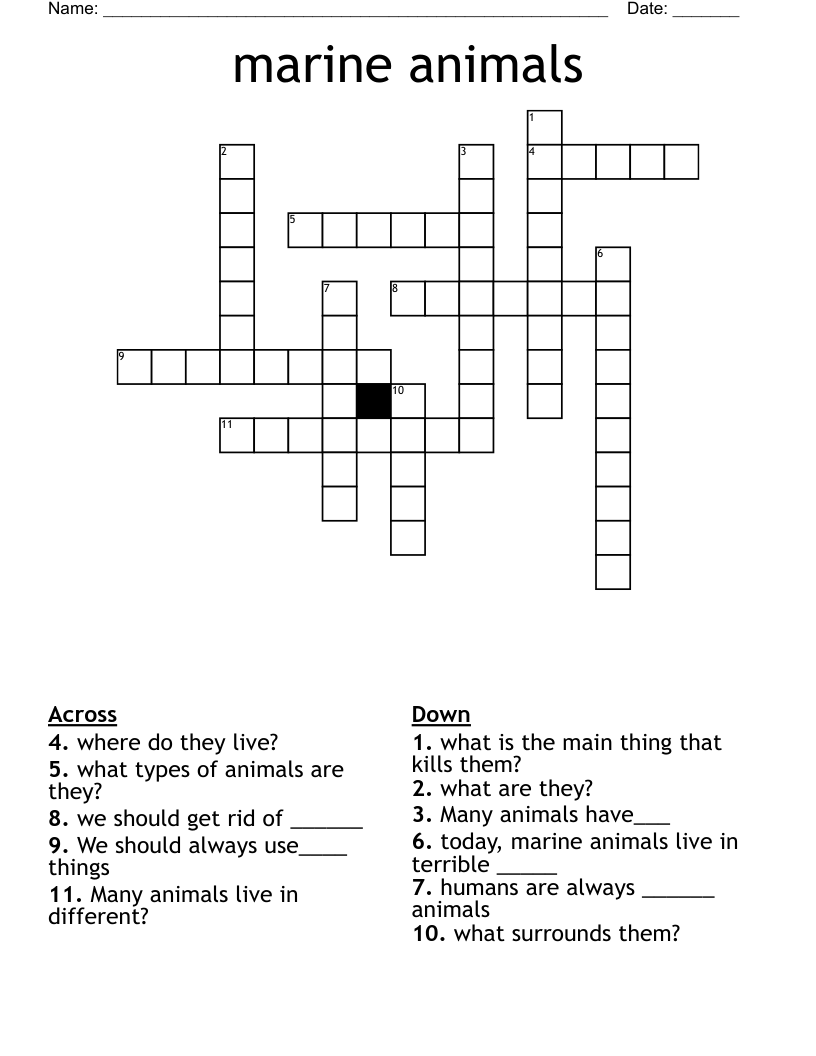 marine animals  Crossword