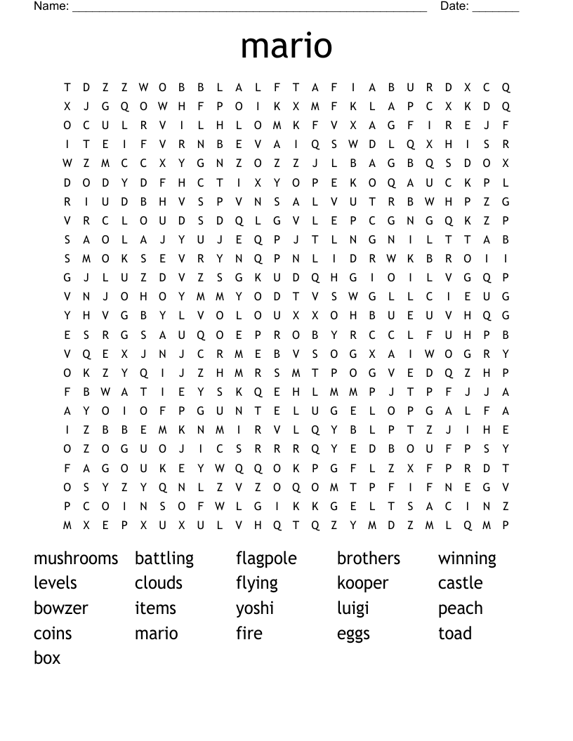 mario Word Search