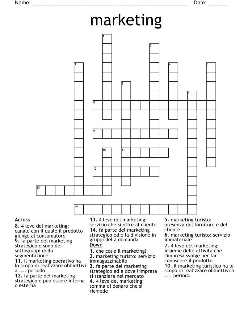 marketing Crossword