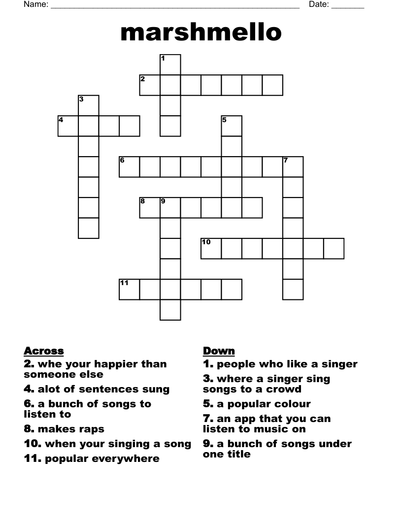 marshmello Crossword