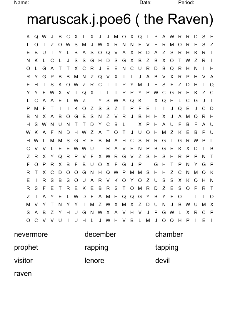 maruscak.j.poe6 ( the  Raven) Word Search
