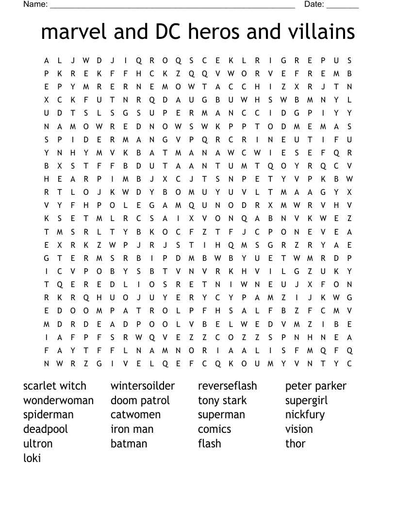 marvel and DC heros and villains
