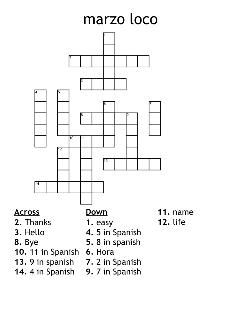 marzo loco Crossword