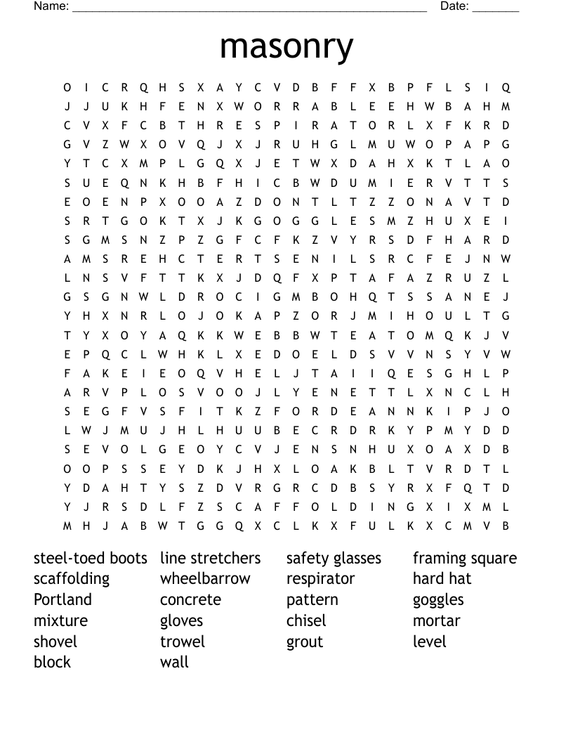 masonry Word Search
