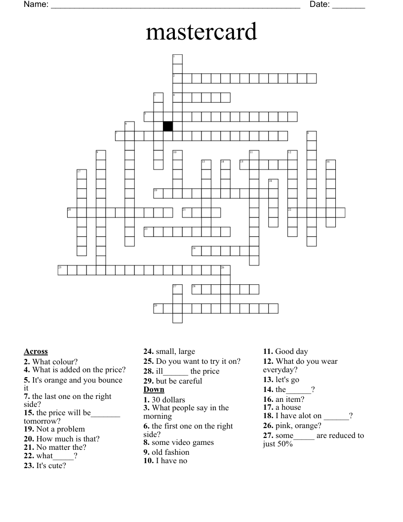 mastercard Crossword