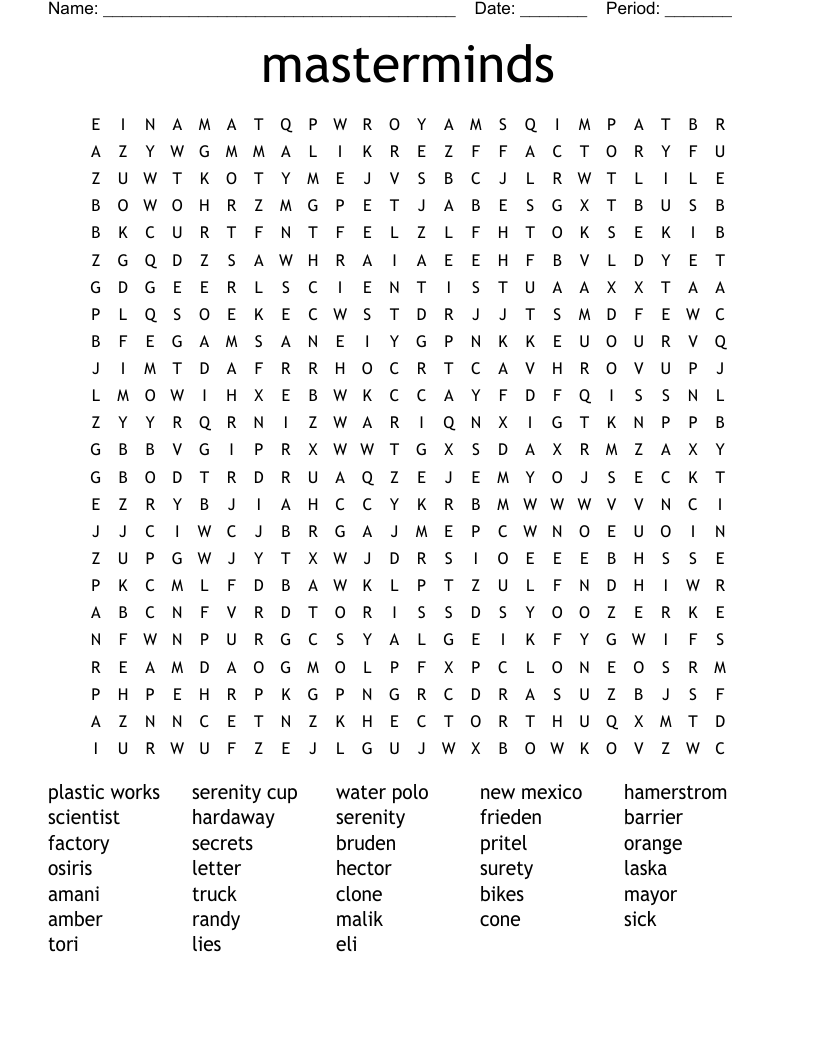 masterminds Word Search