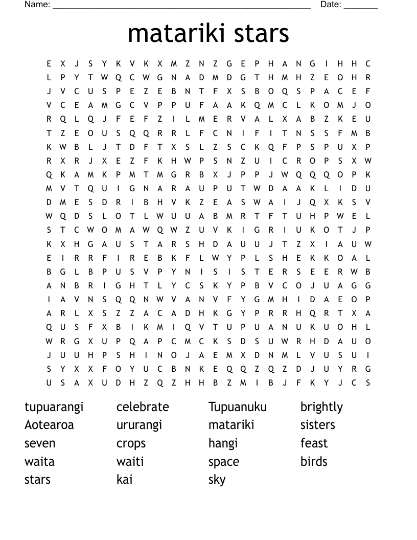 matariki stars Word Search