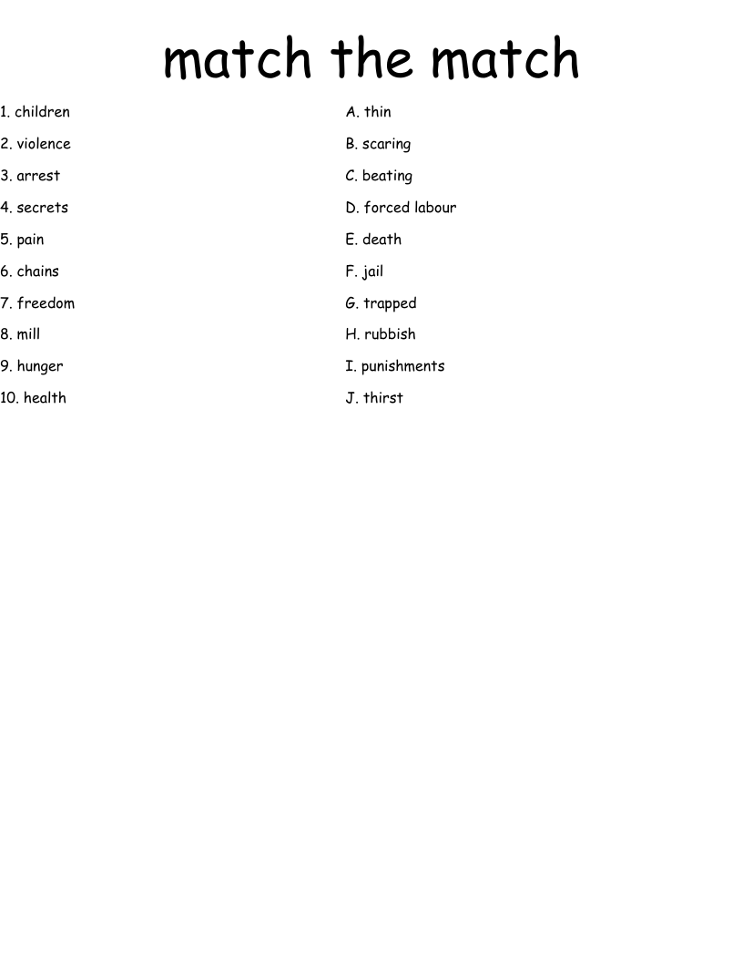 match the match Worksheet
