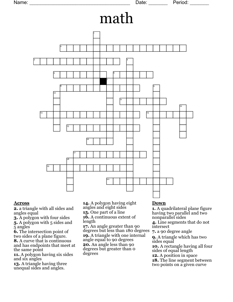 math Crossword